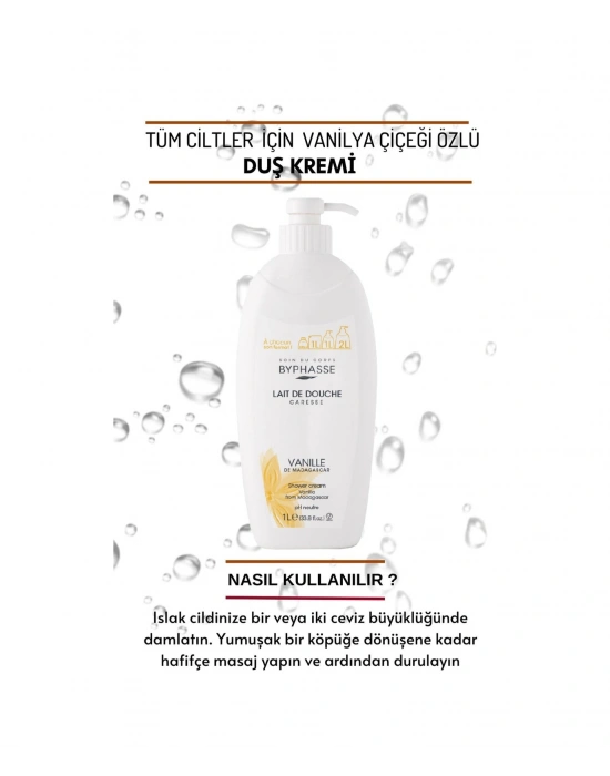 Byphasse Caresse Vanilya Çiçeği Özlü Duş Kremi 1 L