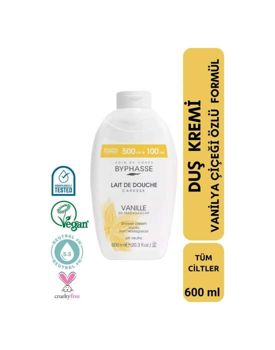 Byphasse Caresse Vanilya Çiçeği Özlü Kremli Duş Jeli 600 ML