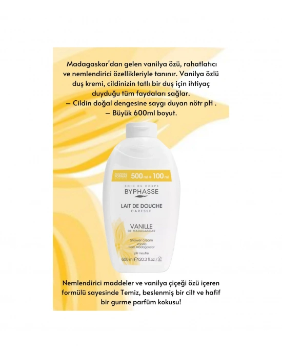 Byphasse Caresse Vanilya Çiçeği Özlü Kremli Duş Jeli 600 ML