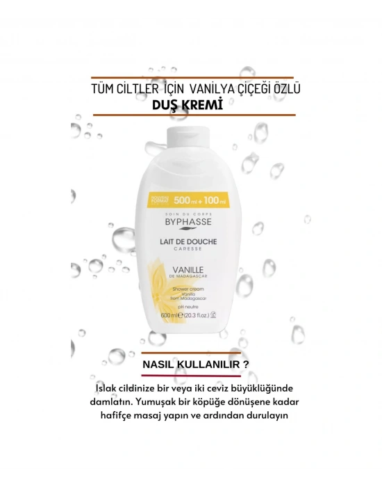 Byphasse Caresse Vanilya Çiçeği Özlü Kremli Duş Jeli 600 ML