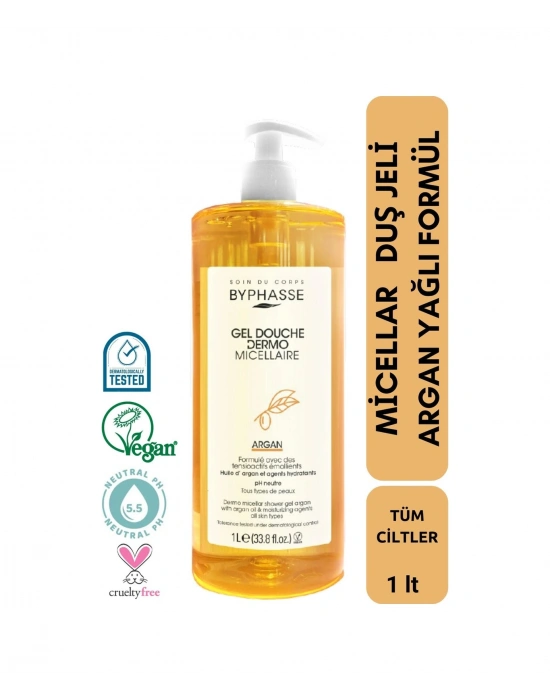 Byphasse Dermo Micellar Argan Oil Duş Jeli Tüm Ciltler İçin 1 L