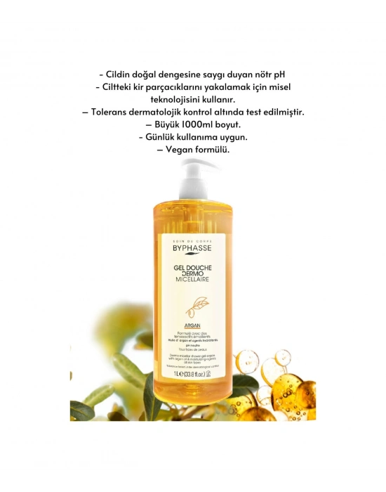 Byphasse Dermo Micellar Argan Oil Duş Jeli Tüm Ciltler İçin 1 L