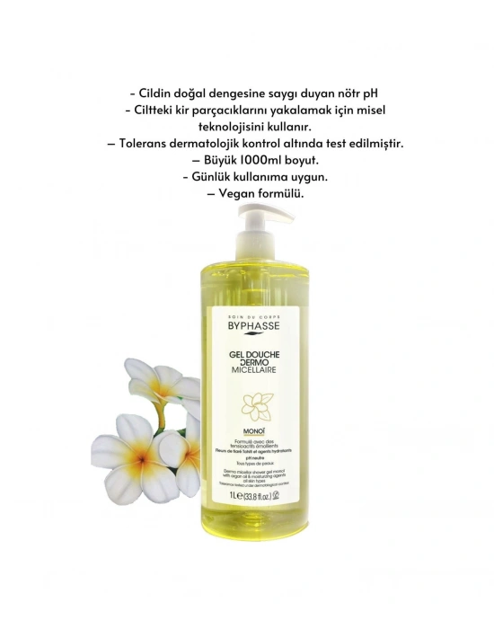 Byphasse Dermo Micellar Monoi Oil Duş Jeli Tüm Ciltler İçin 1 L
