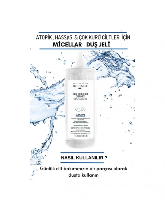 Byphasse Dermo Micellar Surgras Kuru Ve Normal Ciltler İçin Misel Duş Jeli 1 L