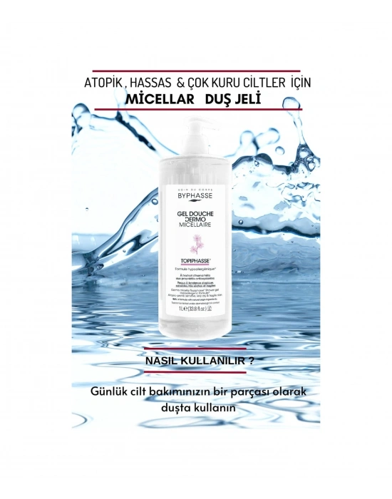 Byphasse Dermo Micellar Topiphasse Atopik Hassas Ve Çok Kuru Ciltler İçin Misel Duş Jeli 1 L