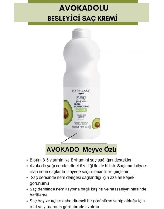 Byphasse Family Fresh Avokado Özlü Besleyici Saç Kremi 400 ML