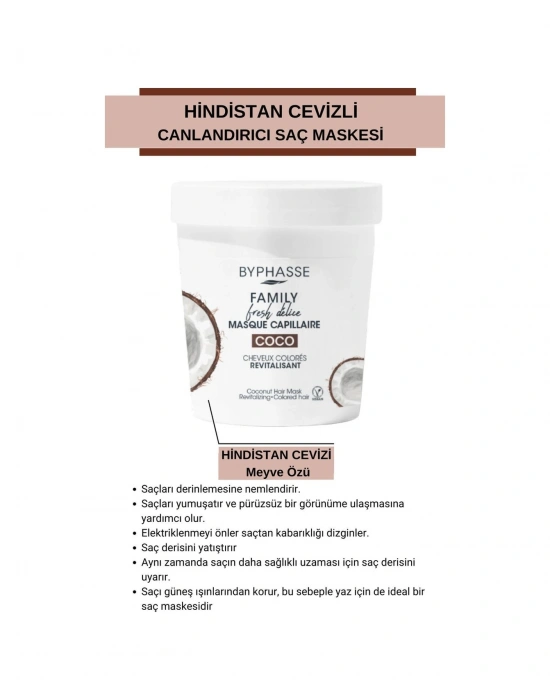 Byphasse Family Fresh Hindistan Cevizli Canlandırıcı Saç Maskesi 250 ML