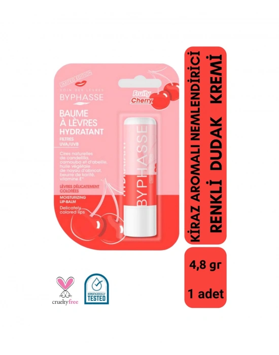 Byphasse Kiraz Aromalı Nemlendirici Renkli Dudak Bakım Kremi 4.8 G