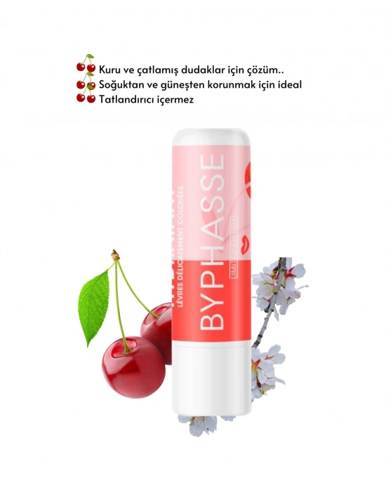 Byphasse Kiraz Aromalı Nemlendirici Renkli Dudak Bakım Kremi 4.8 G