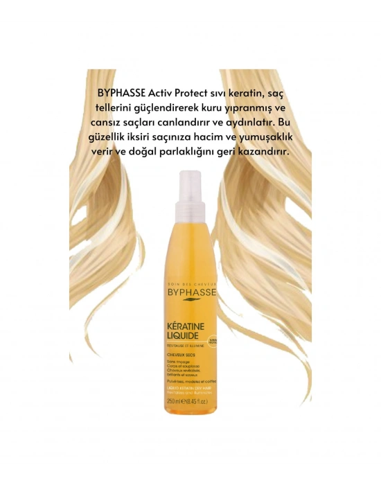 Byphasse Kuru Saçlara Özel Keratin İçerikli Yüksek Koruyucu ve Pürüzsüzleştirici Saç Kremi 250 ML