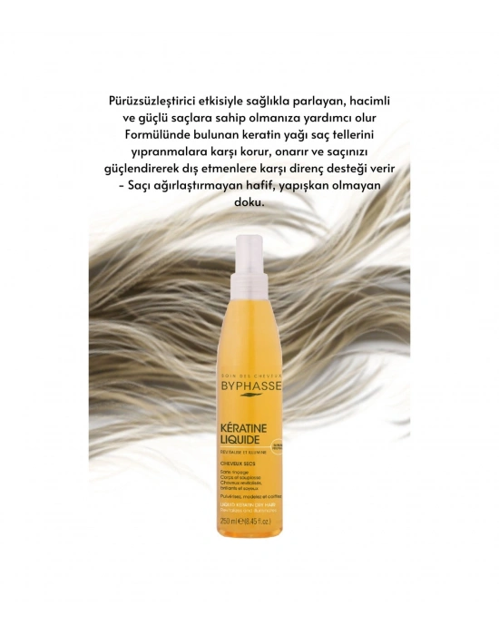 Byphasse Kuru Saçlara Özel Keratin İçerikli Yüksek Koruyucu ve Pürüzsüzleştirici Saç Kremi 250 ML