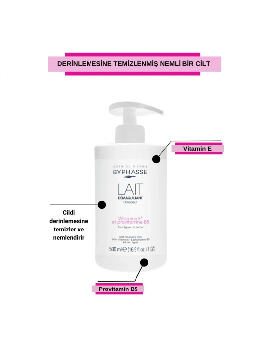 Byphasse Makyaj Temizleme Sütü Pratik Pompalı Ambalaj Tüm Cilt Tipleri 500 ML