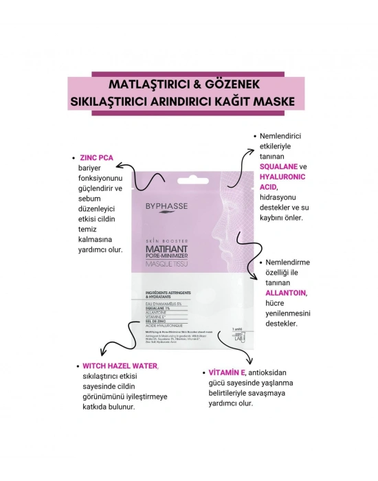 Byphasse Matlaştırıcı Ve Gözenek Sıkılaştırıcı Skin Booster Kağıt Yüz Maskesi