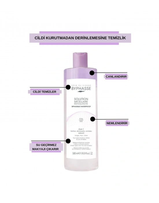 Byphasse Micellar Çift Fazlı Yüz Ve Makyaj Temizleyici Tüm Ciltler 500 ML