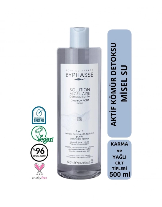 Byphasse Micellar Yüz Ve Makyaj Temizleyici Aktif Kömür Misel Su 500 ML