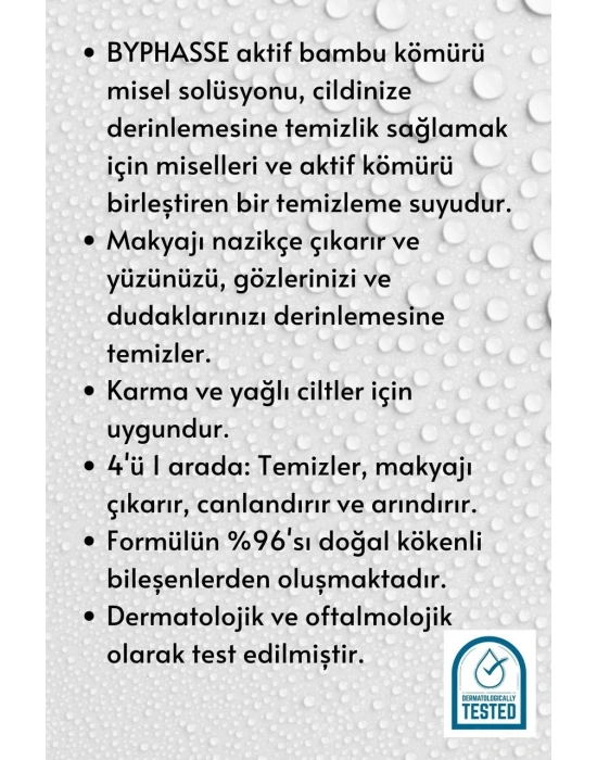 Byphasse Micellar Yüz Ve Makyaj Temizleyici Aktif Kömür Misel Su 500 ML