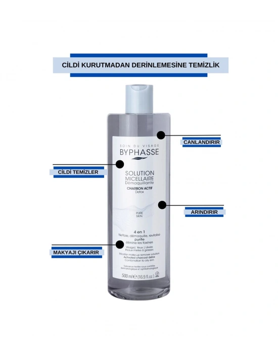 Byphasse Micellar Yüz Ve Makyaj Temizleyici Aktif Kömür Misel Su 500 ML