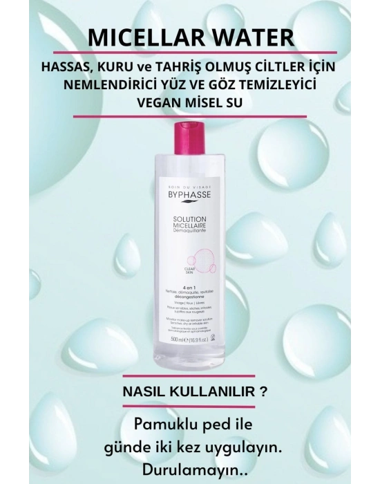 Byphasse Micellar Yüz Ve Makyaj Temizleyici Misel Su + 35 Adet Pamuk 500 ML