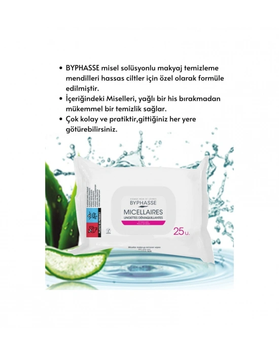Byphasse Misel Sulu Makyaj Temizleme Mendili Hassas Ciltler 25li