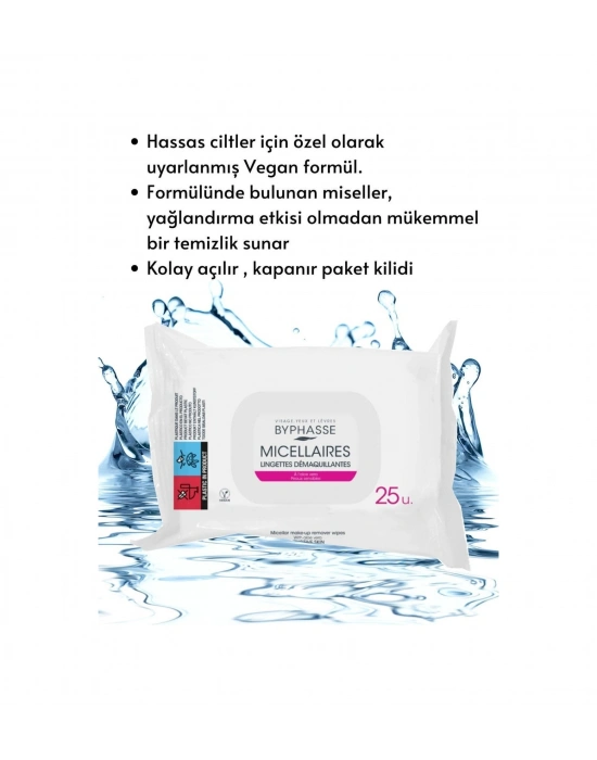 Byphasse Misel Sulu Makyaj Temizleme Mendili Hassas Ciltler 25li
