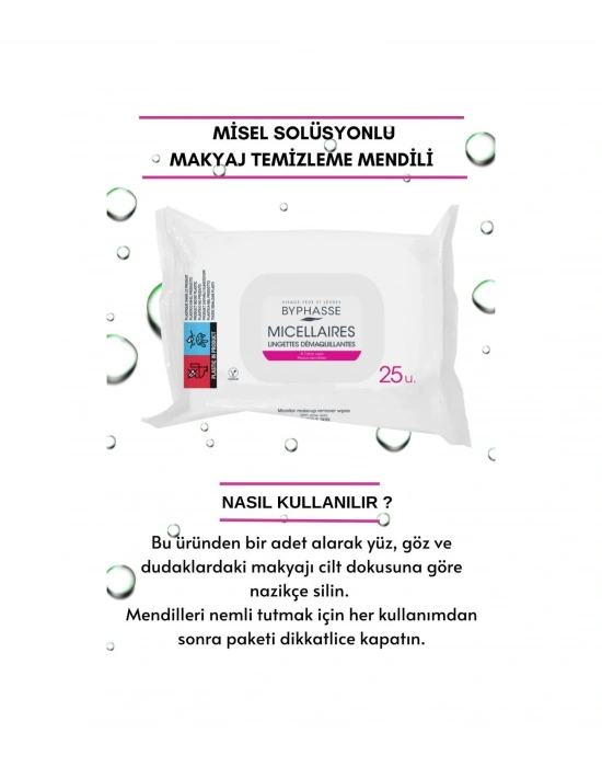 Byphasse Misel Sulu Makyaj Temizleme Mendili Hassas Ciltler 25li