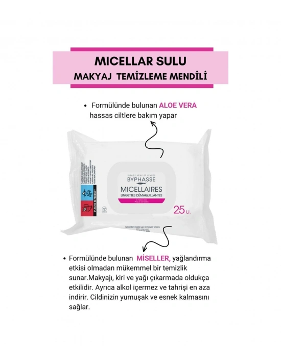 Byphasse Misel Sulu Makyaj Temizleme Mendili Hassas Ciltler 25li