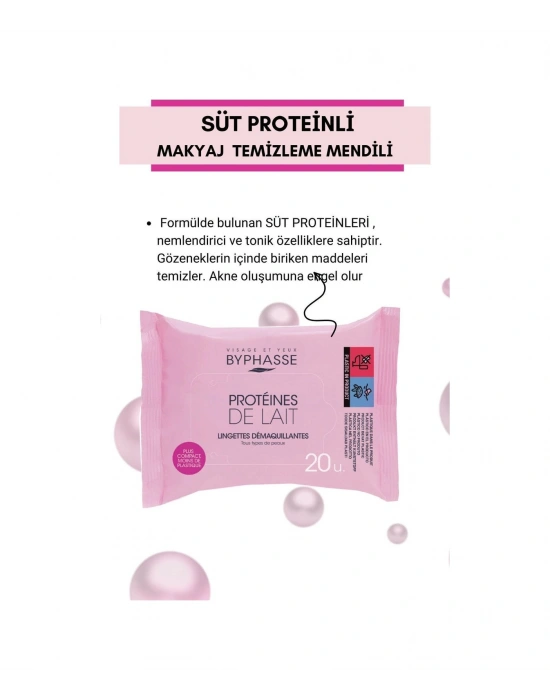 Byphasse Süt Proteinli Makyaj Temizleme Mendili Tüm Ciltler 20li