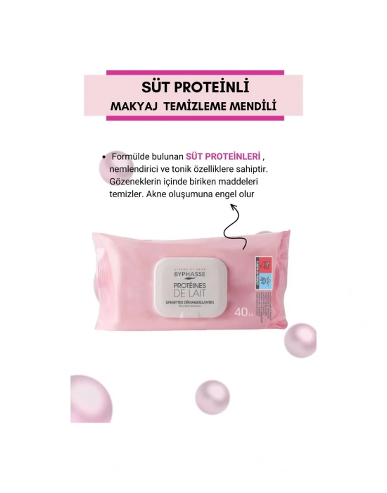 Byphasse Süt Proteinli Makyaj Temizleme Mendili Tüm Ciltler 40lı