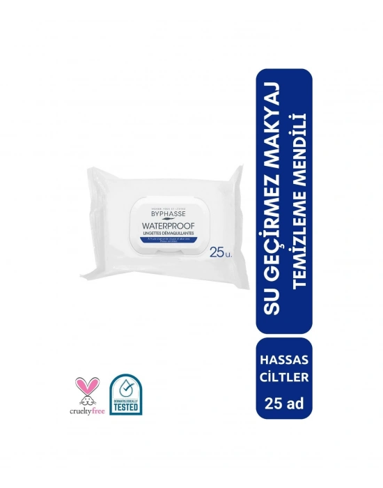 Byphasse Waterproof Makyaj Temizleme Mendili Hassas Ciltler 25li