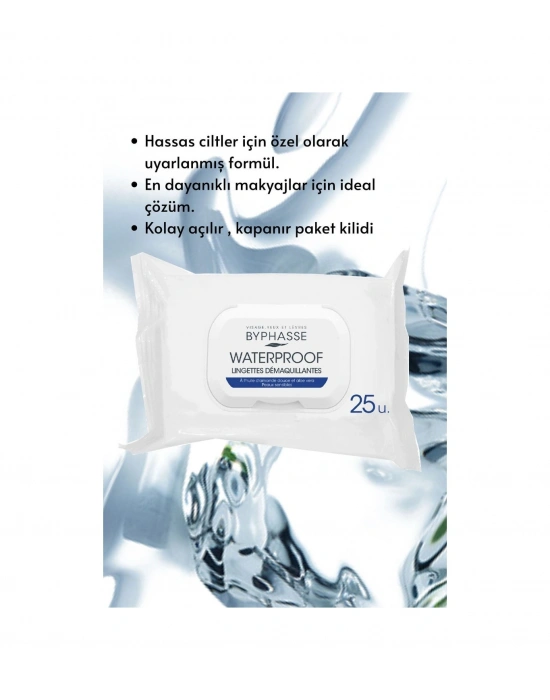 Byphasse Waterproof Makyaj Temizleme Mendili Hassas Ciltler 25li