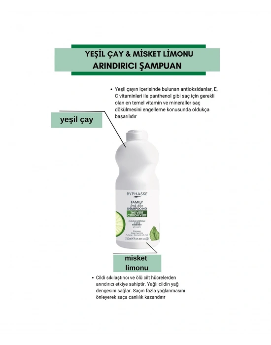 Family Fresh Normal Ve Yağlı Saçlara Özel Yesil Çay Ve Misket Limonlu Şampuan 750ml