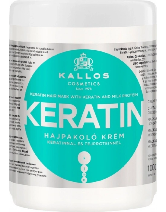 Kallos Cosmetics Keratinli ve Süt Proteinli Keratin Saç Maskesi 1 L