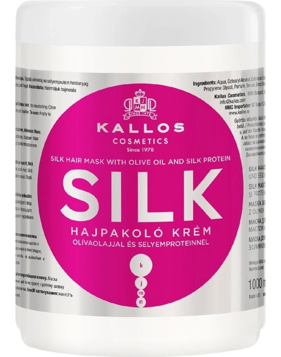 Kallos Cosmetics Silk Hair Mat ve Cansız Saçlar için Saç Maskesi 1 L