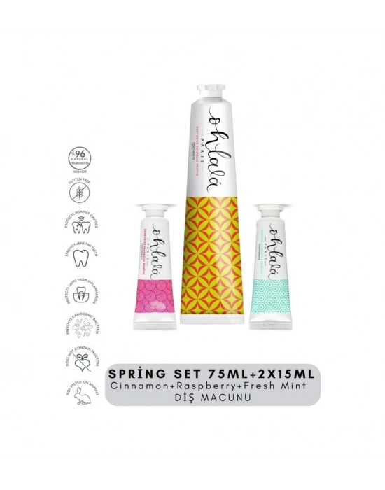 Ohlala Cinnamon 75 Ml + Fresh Mint 15 Ml + Raspberry Mint 15 Ml Spring Set Diş Macunu