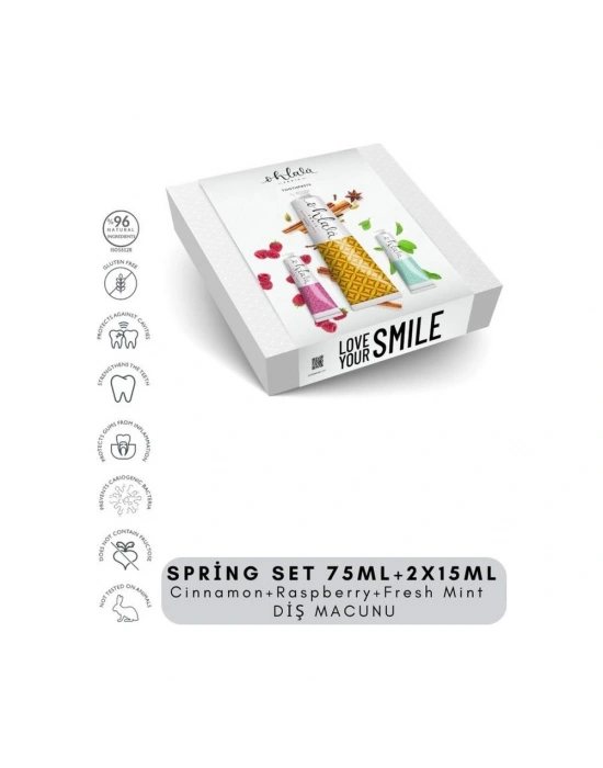 Ohlala Cinnamon 75 Ml + Fresh Mint 15 Ml + Raspberry Mint 15 Ml Spring Set Diş Macunu