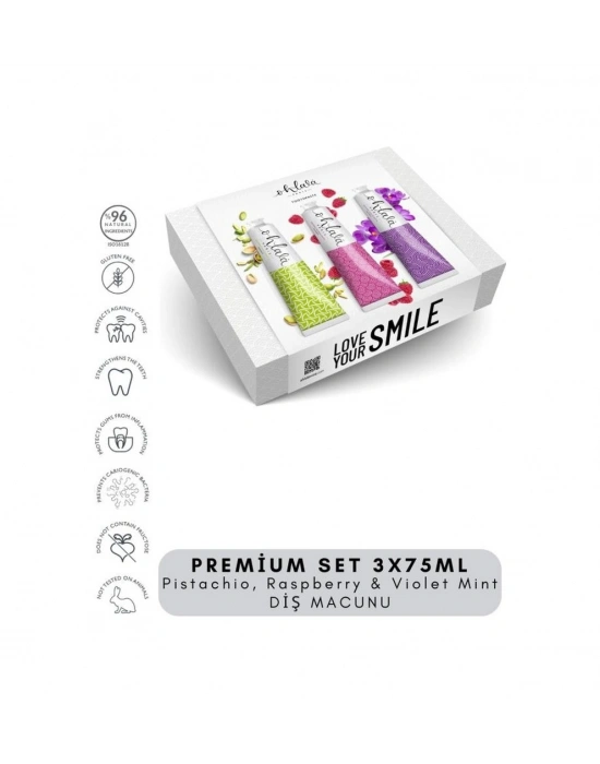 Ohlala Pistachio, Raspberry & Violet Mint Premium Set 3 X 75 Ml Diş Macunu