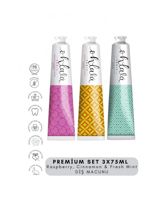 Ohlala Raspberry, Cinnamon & Fresh Mint Premium Set 3 X 75 Ml Diş Macunu