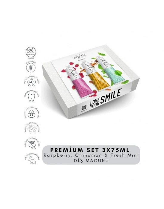 Ohlala Raspberry, Cinnamon & Fresh Mint Premium Set 3 X 75 Ml Diş Macunu