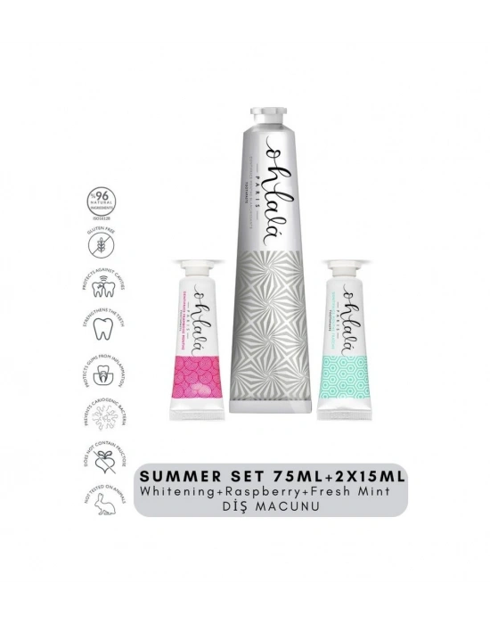 Ohlala Whitening 75 Ml + Fresh Mint 15 Ml + Raspberry Mint 15 Ml Summer Set Diş Macunu