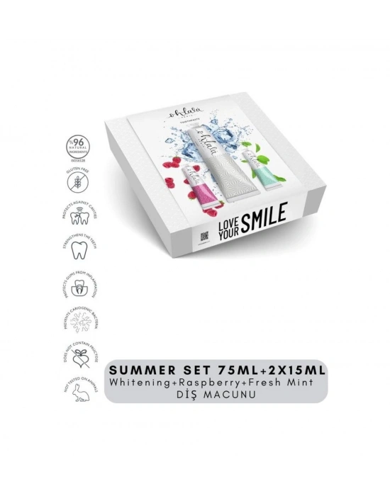 Ohlala Whitening 75 Ml + Fresh Mint 15 Ml + Raspberry Mint 15 Ml Summer Set Diş Macunu