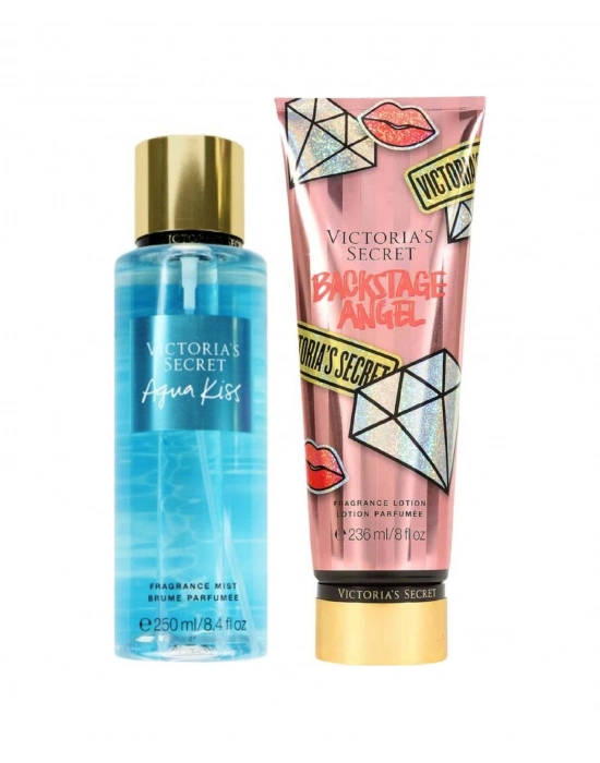 Victorias Secret Aqua Kiss & Backstage Angel Vücut Losyonu Ve Spreyi 2li Set