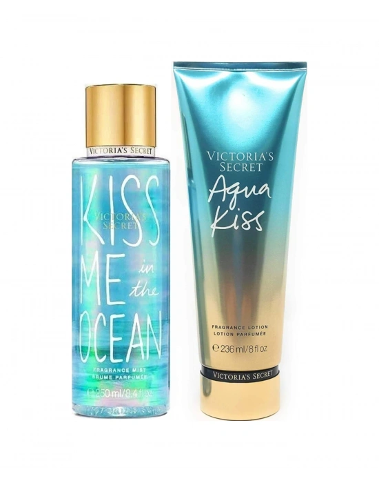 Victorias Secret Aqua Kiss & Kiss Me İn The Ocean Vücut Losyonu Ve Spreyi 2li Set