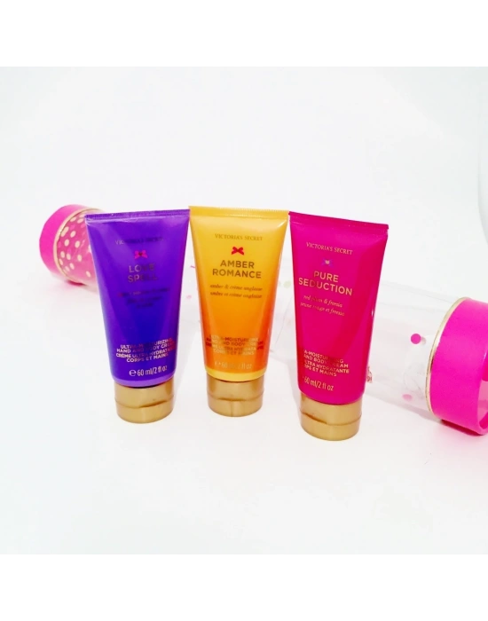 Victorias Secret El ve Vücut Kremi Amber Romance 60 ML + Pure Seduction 60 ML + Love Spell 60 ML