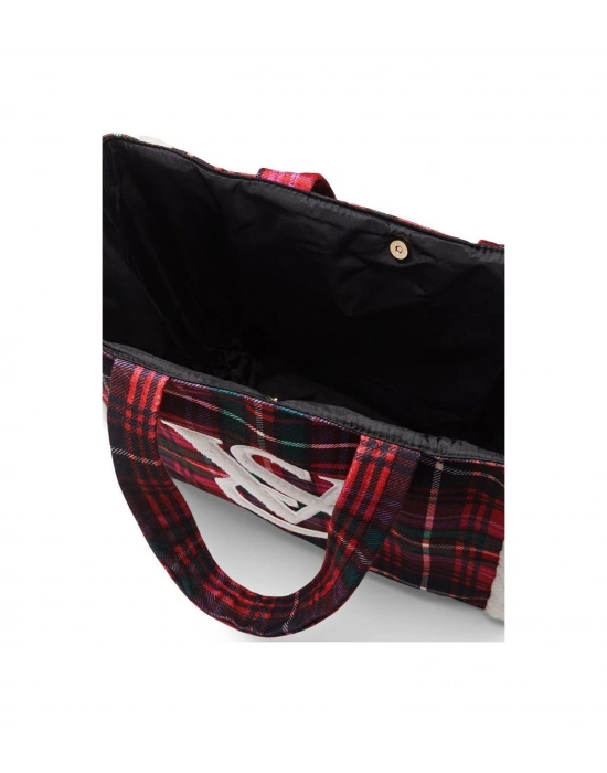 Victorias Secret Kenarları Polarlı Ekoseli Tote Çanta Kırmızı