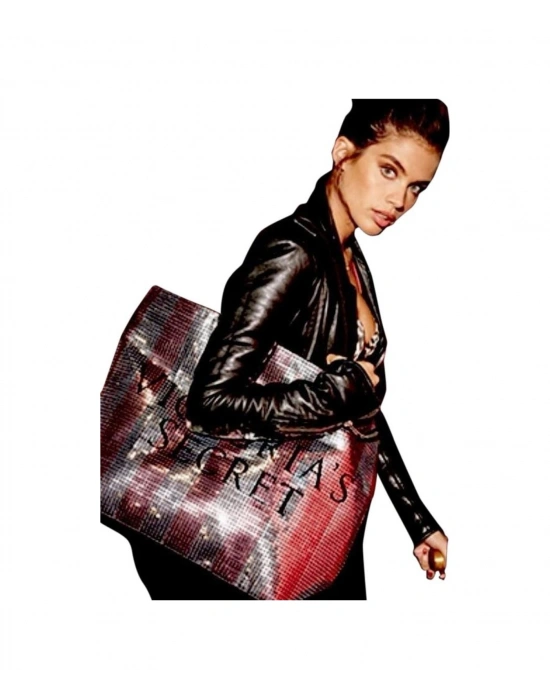 Victorias Secret Vs İkonik Desen Pembe Gümüş Pullu Payet İşlemeli Carryall Tote Pembe