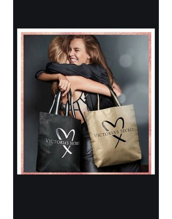 Victorias Secret Vs Official Fashion Show Glamour Glitter Gold Tote With Heart Logo Altın