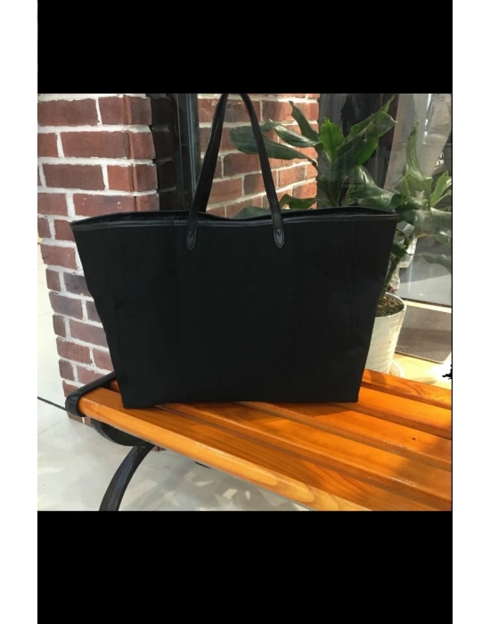 Victorias Secret Vs Payet İşlemeli Pembe Pullu Kalp Logolu Kanvas Çanta Pembe - Siyah