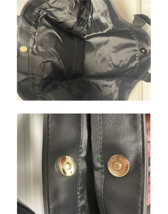 Victorias Secret Vs Pembe Pullu Payet İşlemeli Kadın Büyük Boy Çıt Çıt Kapamalı Plaj Çantası Pembe - Siyah