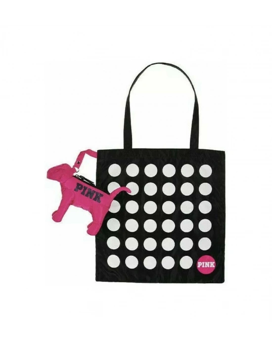 Victorias Secret Vs Pink Katlanabilir Puantiyeli Pupy Temalı Mini Çanta Siyah