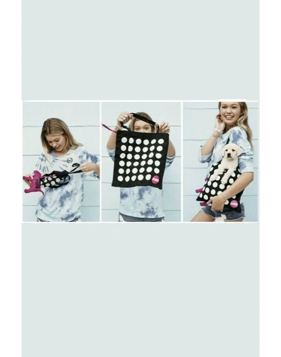 Victorias Secret Vs Pink Katlanabilir Puantiyeli Pupy Temalı Mini Çanta Siyah